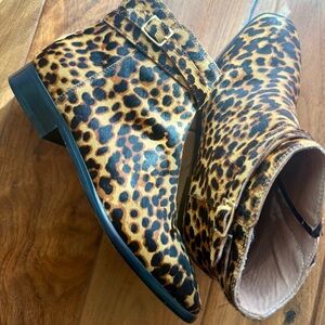 J. Jill Melodie hair-calf leather leopard print ankle boots